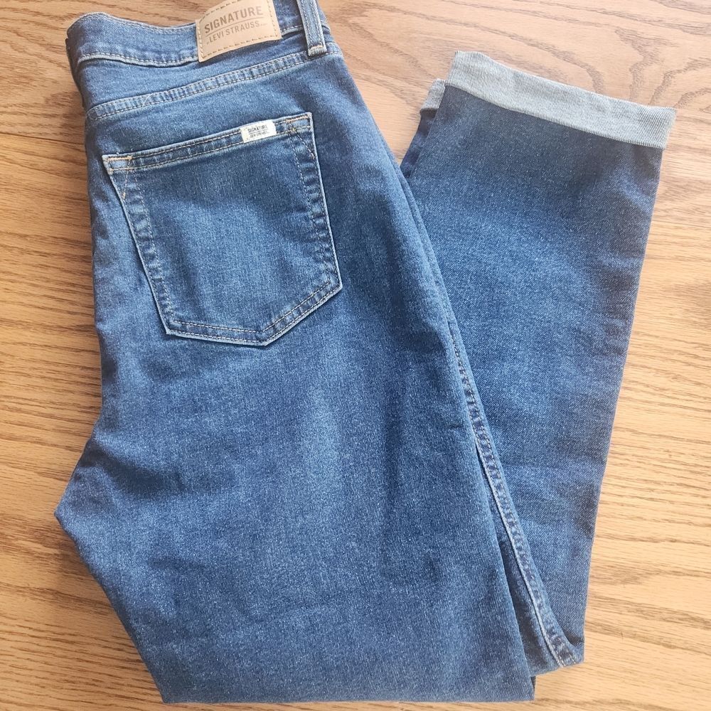 74 Signature Levi Strauss Heritage Boyfriend Women's Cropped Cuffed Jeans sz 27